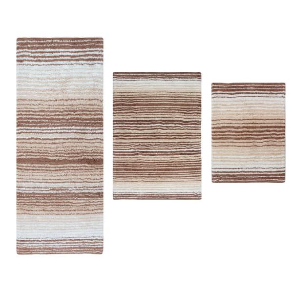 100% Cotton Gradiation Collection Machine Washable 3-Pcs Set with Runner, Beige