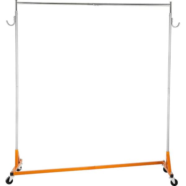 Industrial Grade Z Base Garment Metal Clothes Rack, Height Adjustable Rolling Z Garment Rack with Lockable Casters