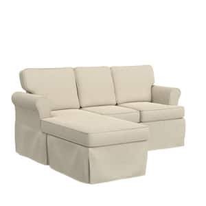 Faywood 75 in. Rolled Arm Polyester Modern Rectangular Removable Cushions Sofa Beige