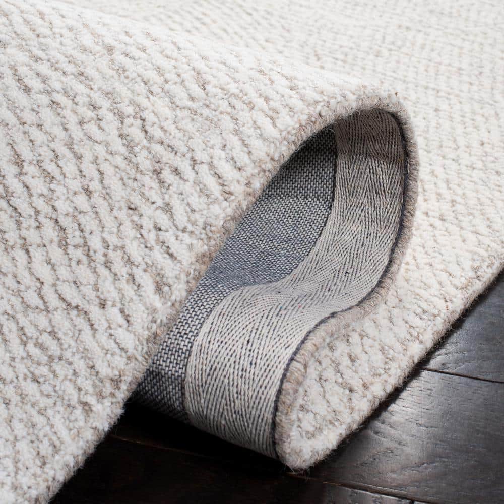 Ivory Hand-Tufted Wool Square Area Rug, 6' x 6'