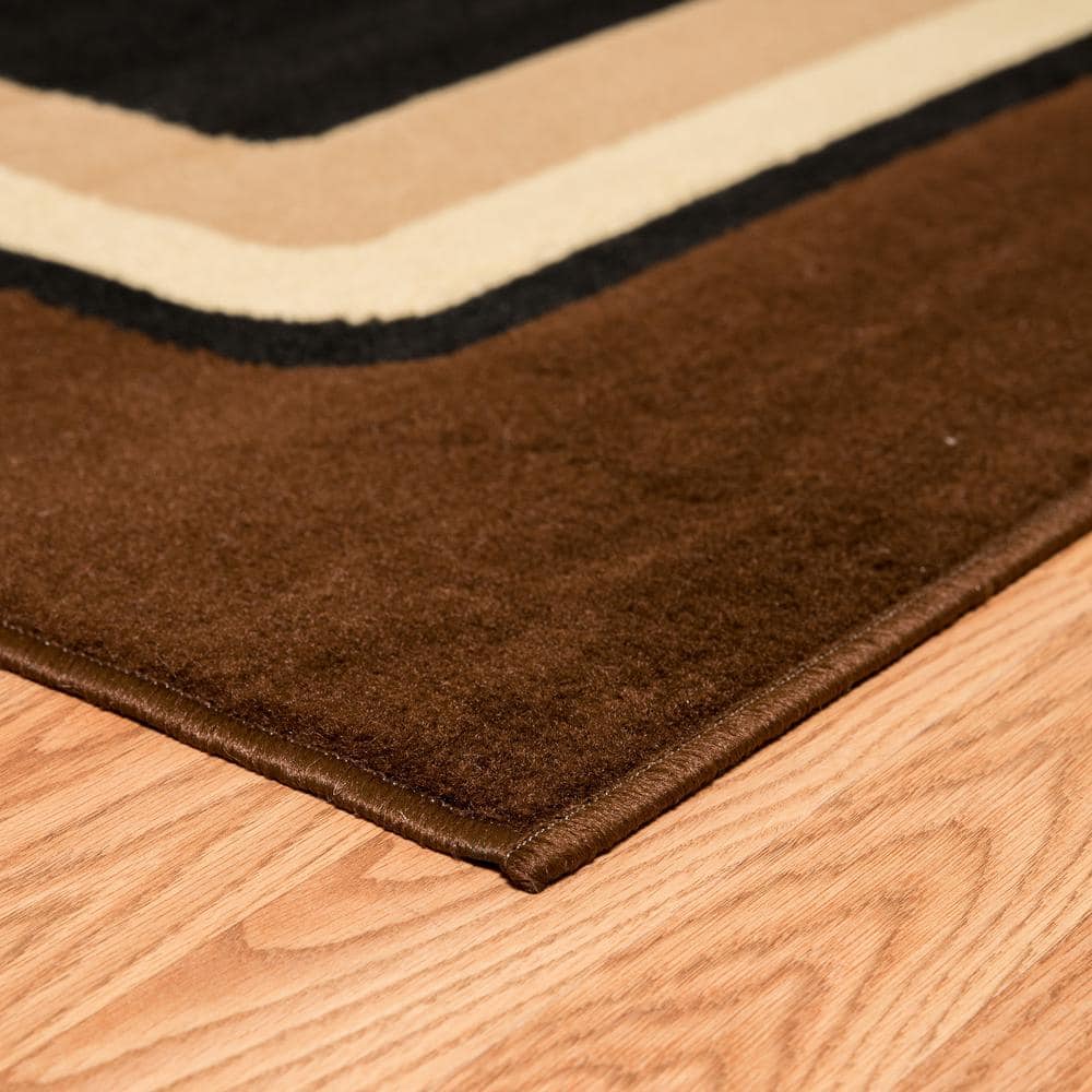 Dallas Geometric Brown Synthetic 8' x 10' Easy-Care Area Rug