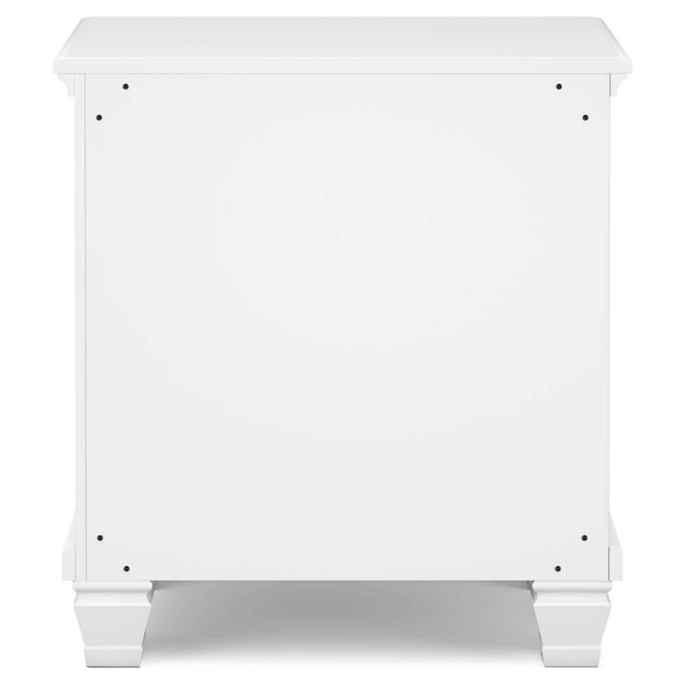 White Transitional 2-Drawer Nightstand with Metal Knobs