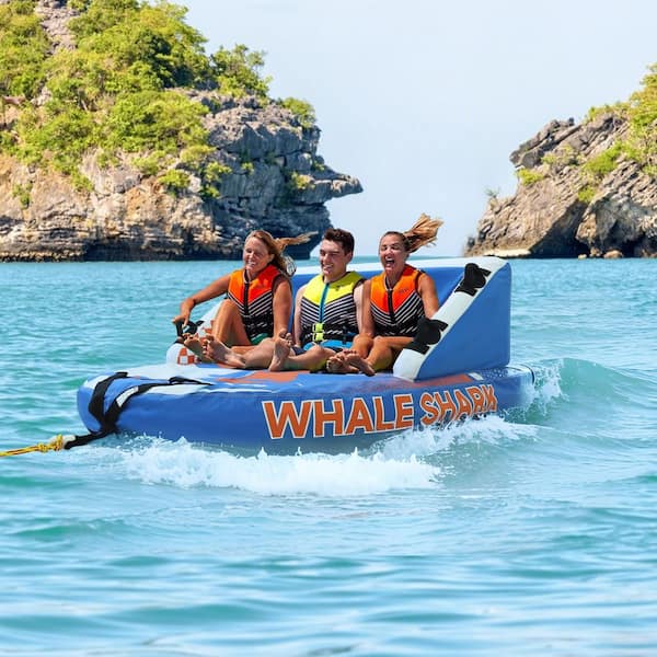 3-Person 66 in. Inflatable Towable Boating Tube with Backrest in Multicolor