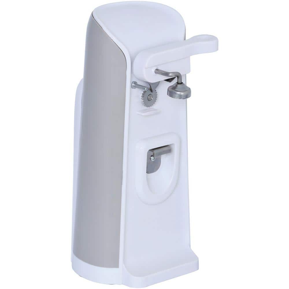 White and Gray Tall Electric Can Opener with Bottle Opener