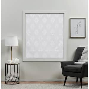 Marseilles Damask White Cordless Total Blackout Polyester Roman Shade 31 in. W x 64 in. L