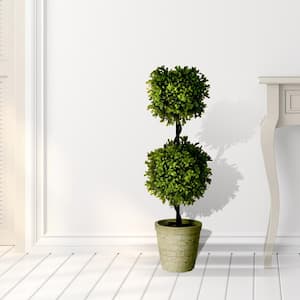 Spring 24 in. Green Artificial Boxwood Topiary in Pot