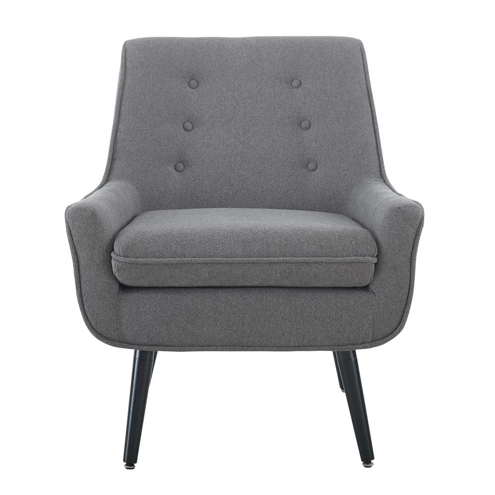 Gray Microfiber Accent Chair with Wood Legs