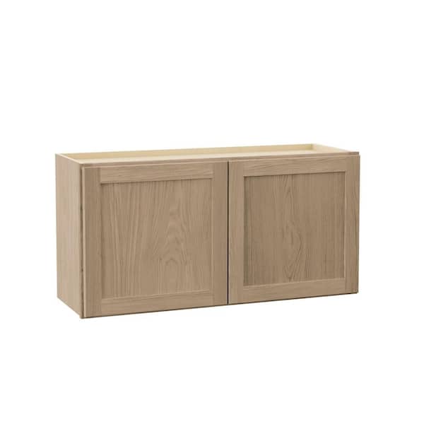 Hampton Bay Sinclair 36 in. W x 12 in. D x 18 in. H Assembled Wall Bridge Cabinet in Shaker Light Oak