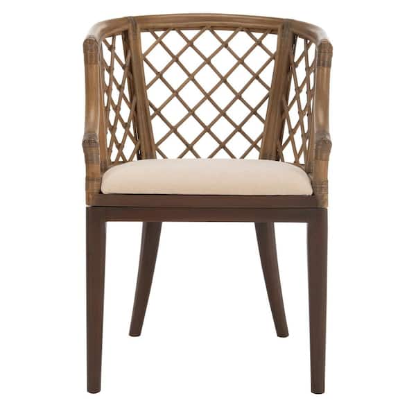SAFAVIEH Carlotta Beige/Brown Arm Chair
