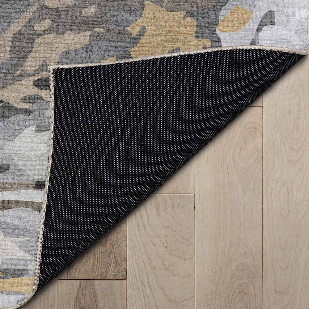 Gray Gold Abstract Marble Flat-Weave Area Rug 9'10" x 13'