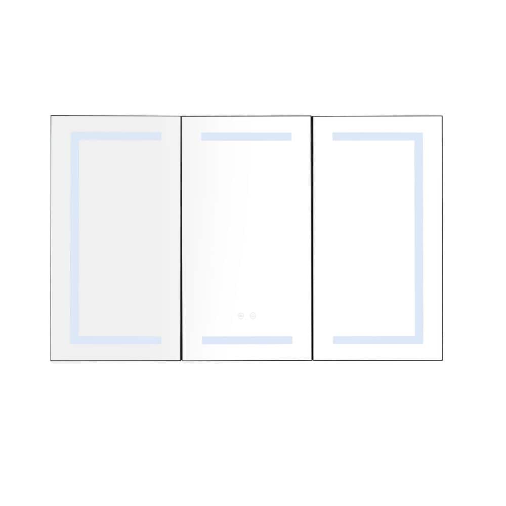 48 in. W x 30 in. H Matt Black Surface Mount Medicine Cabinets with Mirror,