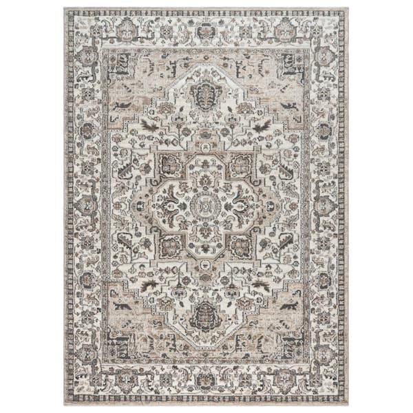 Gertmenian Kielo Viante Beige 6 ft. x 9 ft. Oriental/Medallion Indoor Area Rug