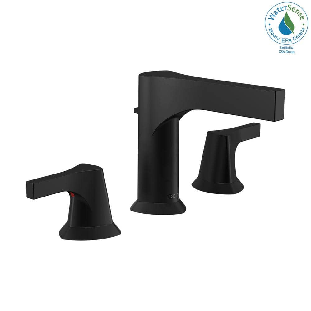 Delta Zura Modern Geometric Widespread Faucet in Matte Black