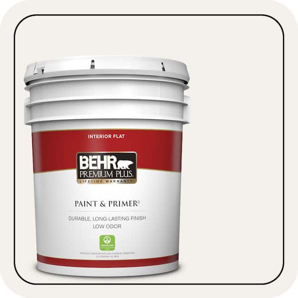 BEHR PREMIUM PLUS 5 gal. #PWN-15 Silk Pillow Flat Low Odor Interior Paint & Primer
