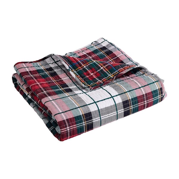 LEVTEX HOME Thatch Home Spencer Plaid Multi-Color Holiday Quilted Cotton Throw Blanket