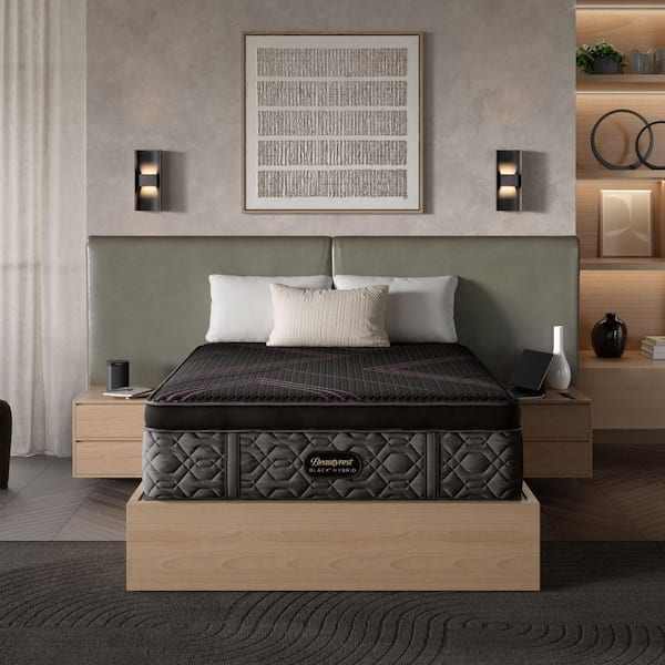 Black Hybrid Series 2 Apex Top California King Medium 14.5 in. Standard Profile Mattress Set