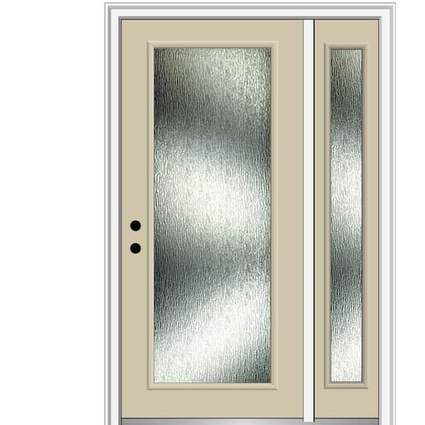 MMI Door 48 in. x 80 in. Right-Hand Inswing Rain Glass Wicker Fiberglass Prehung Front Door on 4-9/16 in. Frame