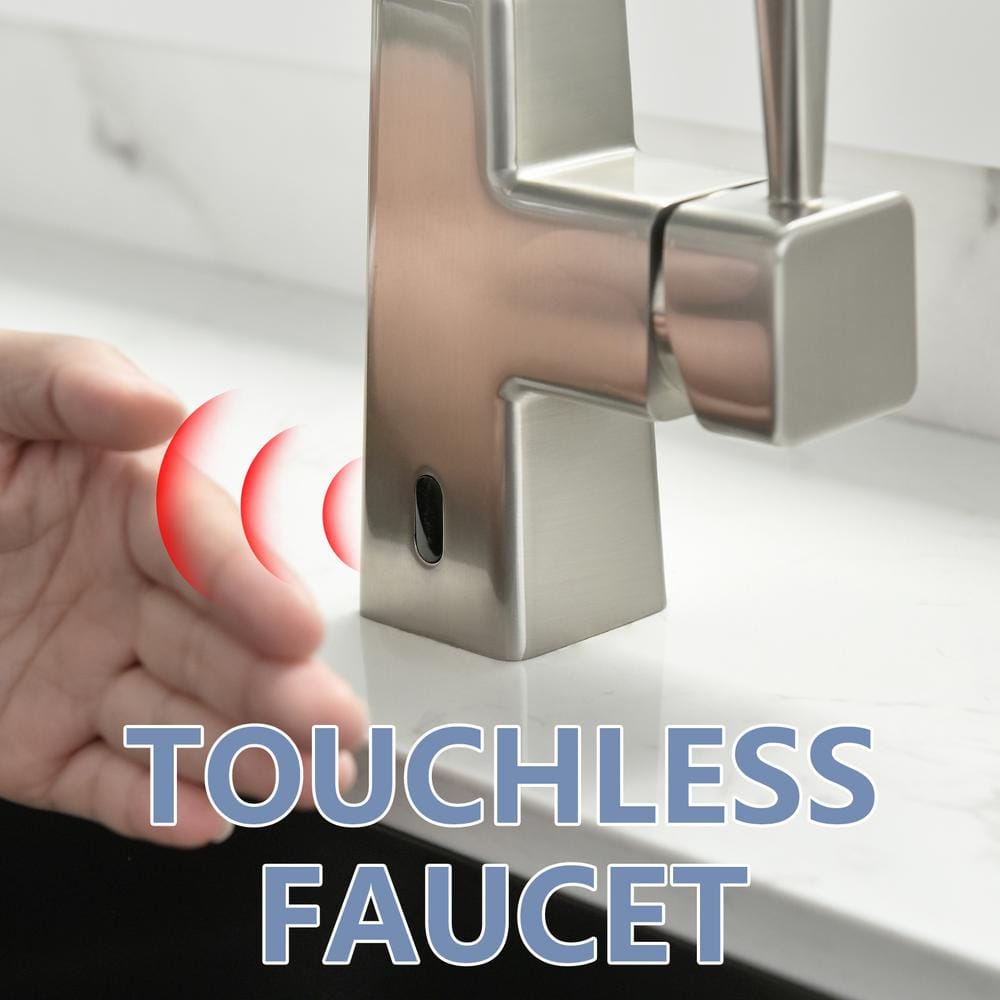 Brushed Nickel Touchless Kitchen Faucet with Pull-Down Sprayer