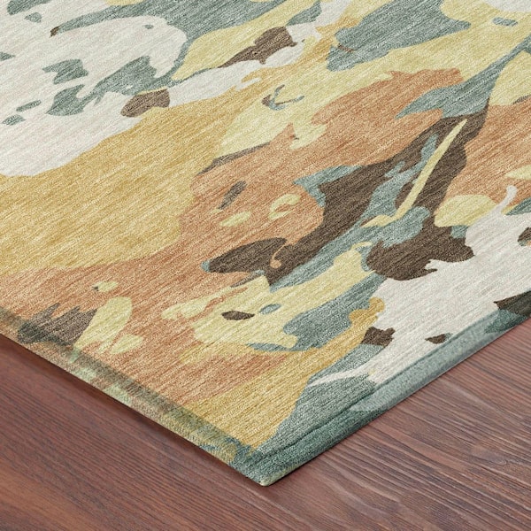 Chantille Machine Washable Indoor/Outdoor Abstract ACN2497 Gold 8 ft. x 10 ft. Area Rug