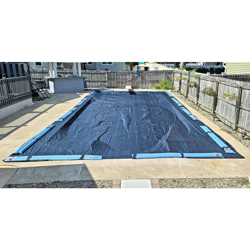 Blue Rectangular Inground Pool Winter Cover with UV Protection