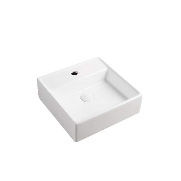 Elanti Wall-Mounted Square Bathroom Sink in White