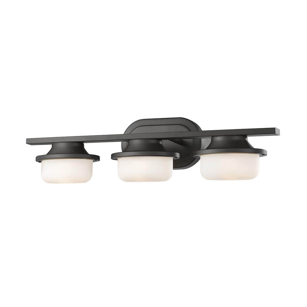 Optum 23.4 in. 3-Light Bronze Integrated LED Shaded Vanity Light with Matte