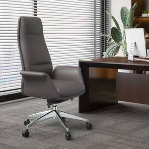 Summit Faux Leather Upholstered High-Back Ergonomic Office Chair in Grey with Arms