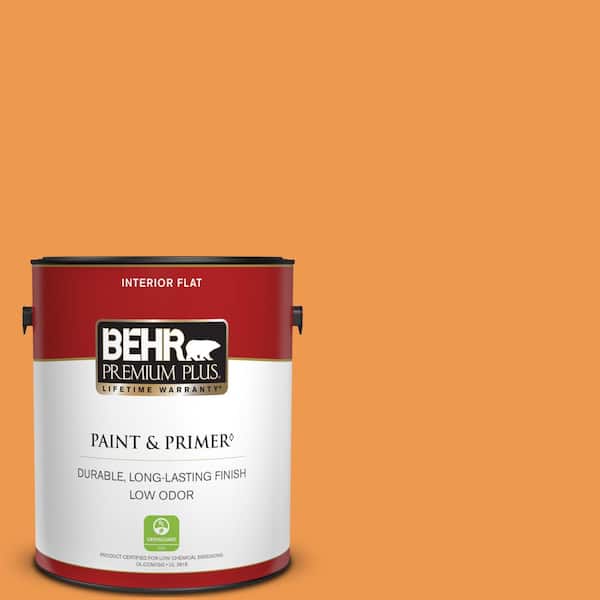 BEHR PREMIUM PLUS 1 gal. #270B-6 Autumn Orange Flat Low Odor Interior Paint & Primer