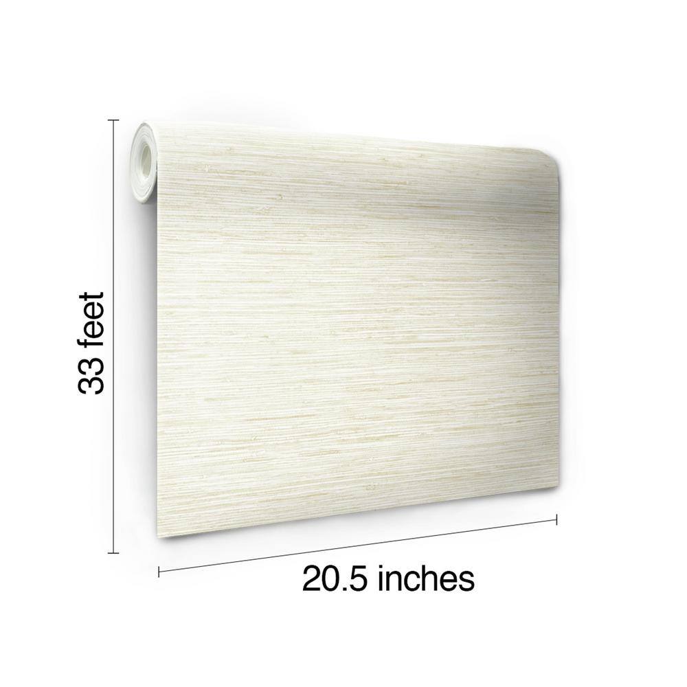 Beige 3D Grasscloth Vinyl-Coated Wallpaper Roll