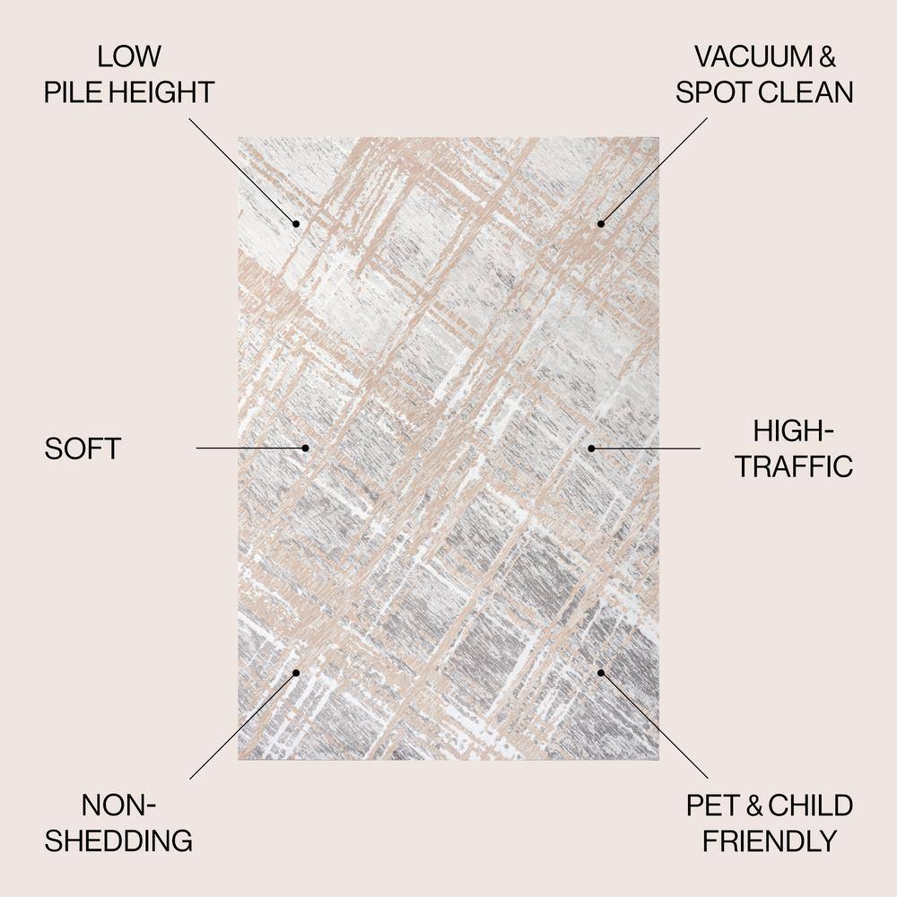 Beige and Gray Abstract Flat Woven Rectangular Area Rug