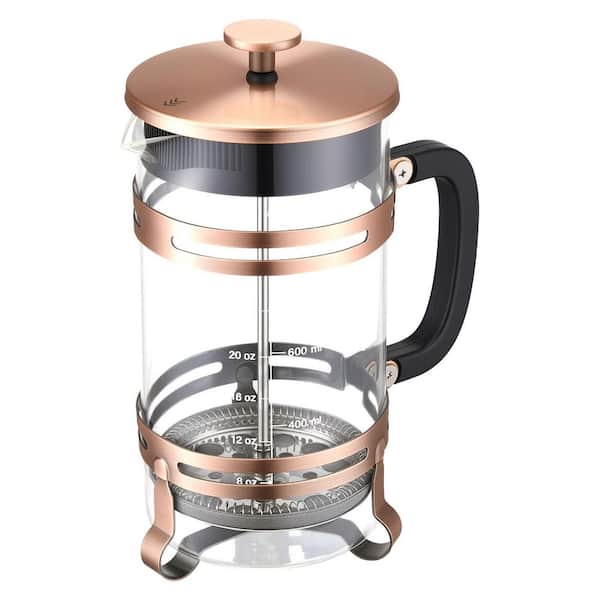 4 Cups 34 oz / 1L Borosilicate, Brown, French Press Coffee Maker, Coffee and Tea Brewer with Stainless Steel Filter