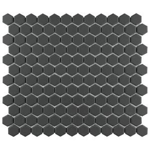 Metropolis Hex 1 in. Black 10-1/2 in. x 12 in. Porcelain Mosaic Tile (8.74 sq. ft./Case)