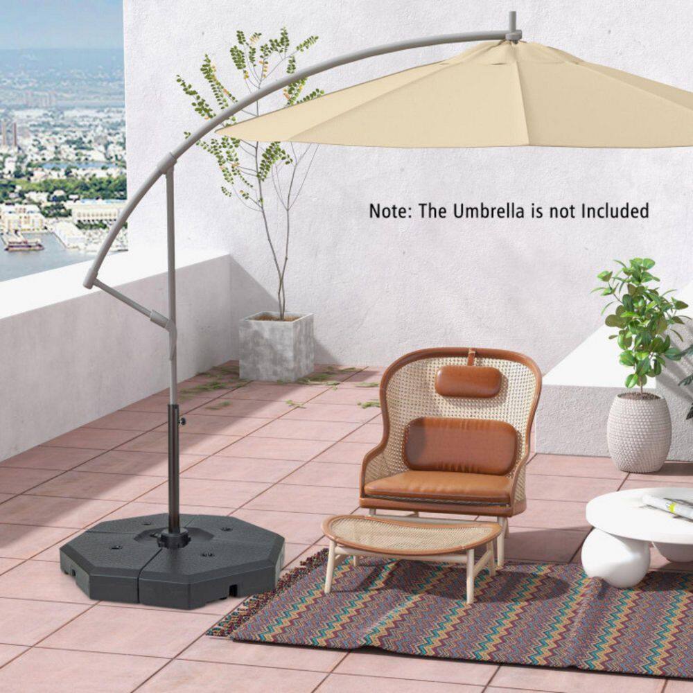 Black Octagonal Heavy-Duty Patio Umbrella Base Weight Set