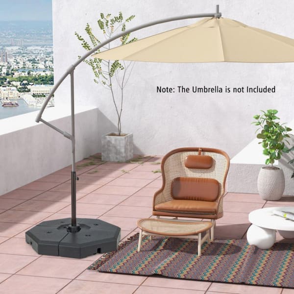 4-Piece Heavy-Duty Plastic Square Patio Umbrella Base for Cantilever Offset Umbrella in Black