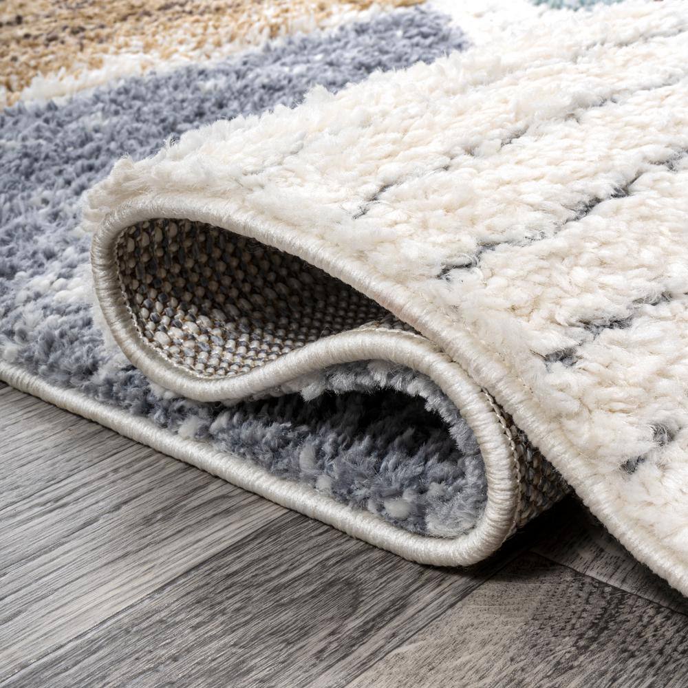 Ivory Geometric Synthetic Flat Woven Reversible Area Rug