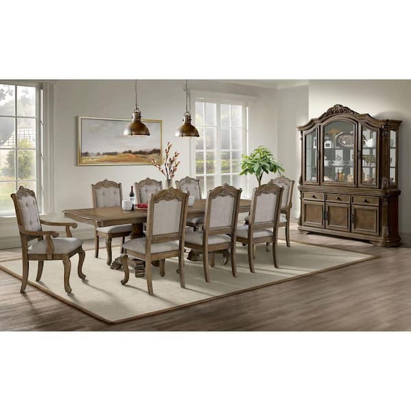 Denali Walnut Wood Beige Fabric Dining Armchair (2 Per Carton)