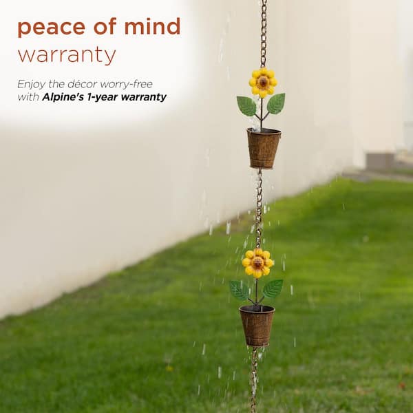 Alpine Corporation 69 in. Tall Metal Hanging Sunflower Pot Chain