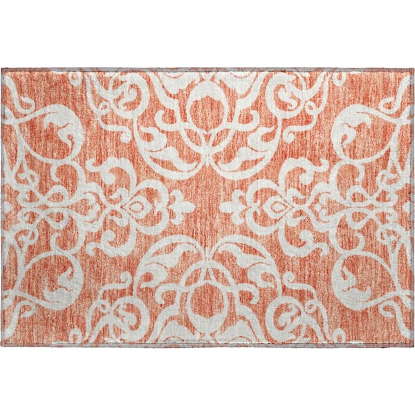 Addison Rugs Mayfield Premium Machine Washable Abstract AMF973 Coral 1 ft. 8 in. x 2 ft. 6 in. Area Rug