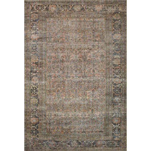 LOLOI II Adrian Terracotta/Multi 3'-6" x 5'-6" Oriental Printed Polyester Pile Area Rug
