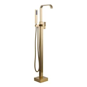 Single-Handle Freestanding Tub Faucet with Hand Shower in. Brushed Gold