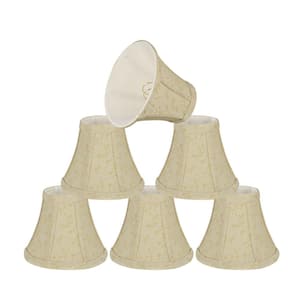6 in. x 5 in. Beige and Gold Floral Accenting Bell Lamp Shade (6-Pack)