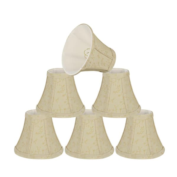 Aspen Creative Corporation 6 in. x 5 in. Beige and Gold Floral Accenting Bell Lamp Shade (6-Pack)