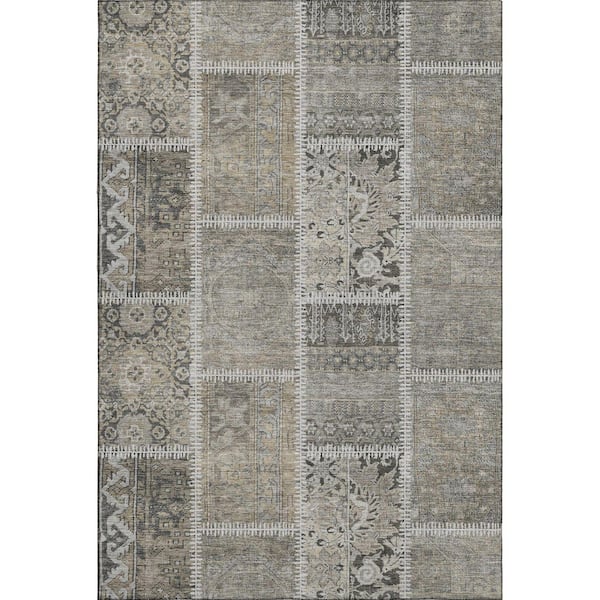 Addison Rugs Mayfield Premium Machine Washable Indoor/Outdoor Geometric AMF635 Taupe 3 ft. x 5 ft. Area Rug