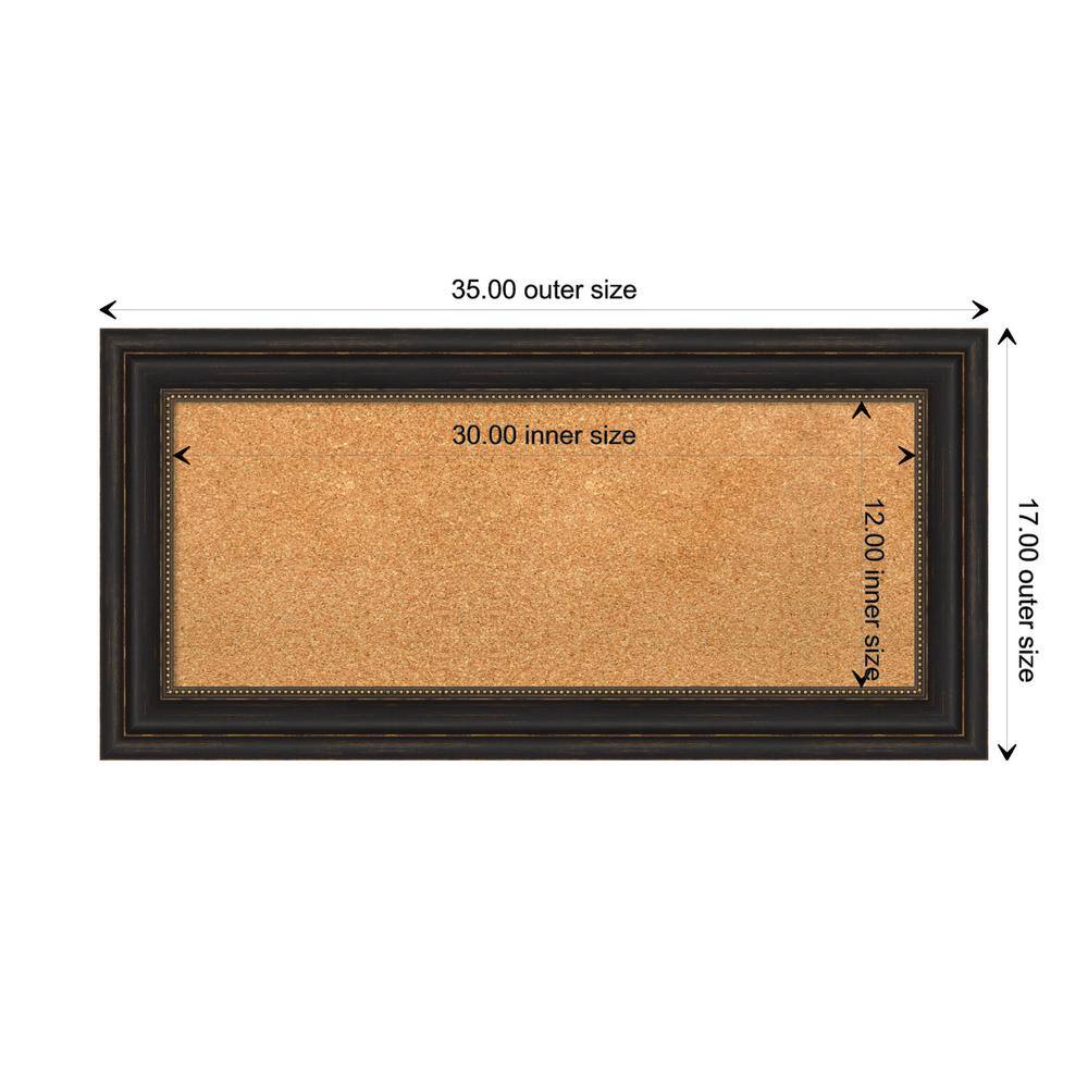 Natural Cork Board with Bronze Beaded Frame, 39" x 22"