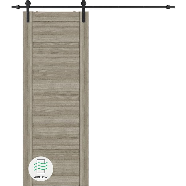 Belldinni Louver 32 in. x 84 in. Shambor Wood Composite Sliding Barn Door with Hardware Kit