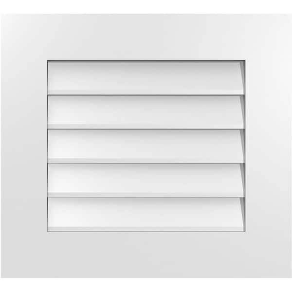 Ekena Millwork 22 in. x 20 in. Rectangular White PVC Paintable Gable Louver Vent Non-Functional
