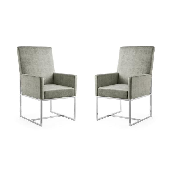 Manhattan Comfort Element Modern Steel Velvet Upholstered Dining Armchair (Set of 2)