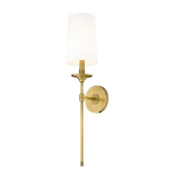 Unbranded 1-Light Rubbed Brass Wall Sconce with White Glass