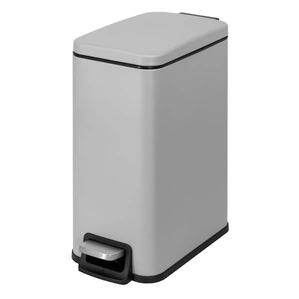 Moorefield Slim Rectangular 6 L/1.6 Gal. Pedal Trash Bin with Soft Close Lid in Matte Gray