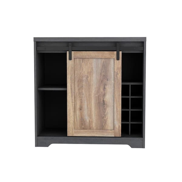 Tileon 31 Inch Farmhouse Barn Door Bar Cabinet For Living Room, Dining Room